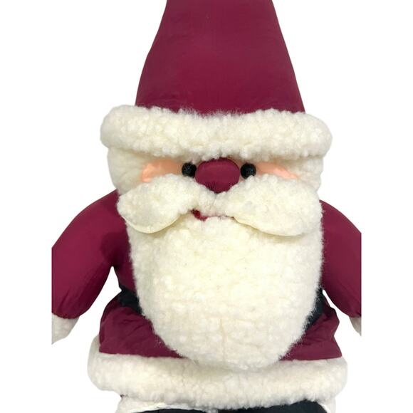 Santa Claus Vintage 90s Plush Nylon Parachute Gnome Red White Kirklands 20” - Picture 2 of 9